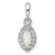 14K White Gold Lab Grown Diamond and Created Opal Pendant