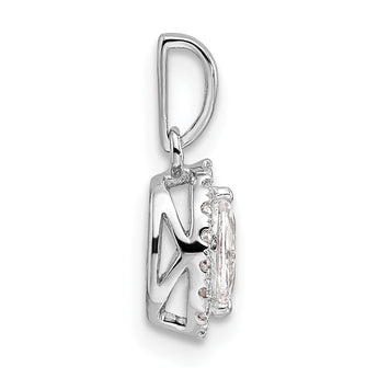 14K White Gold Lab Grown Diamond and White Sapphire Pendant