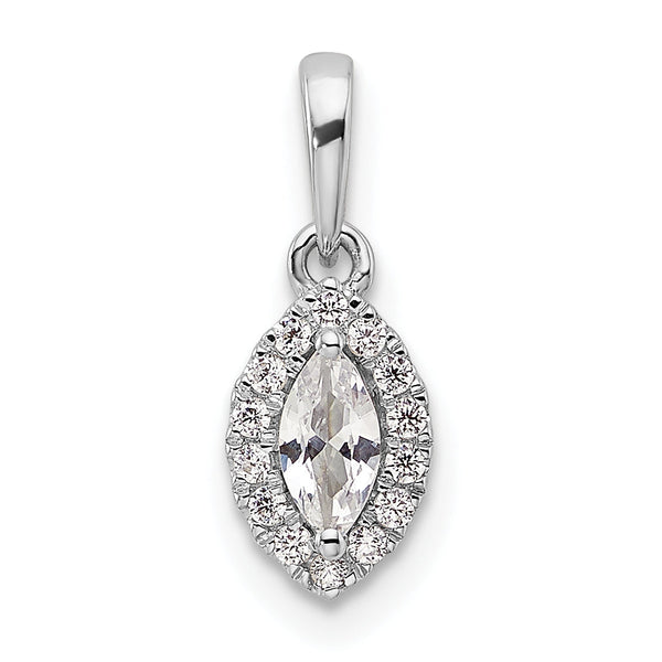 14K White Gold Lab Grown Diamond and White Sapphire Pendant