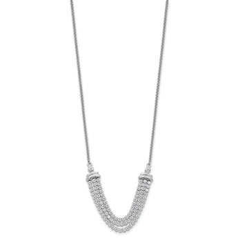 14K White Gold Lab Grown Diamond Three-row Tennis Style Bolo Necklac