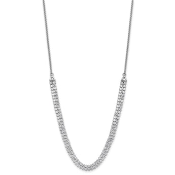 14K White Gold Lab Grown Diamond Two-row Tennis Style Bolo Necklace