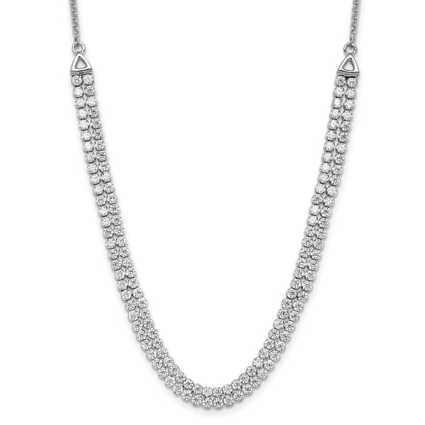 14K White Gold Lab Grown Diamond Two-row Tennis Style Bolo Necklace