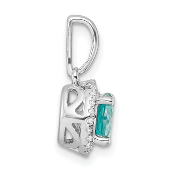 14K White Gold Pure Serenity Lab Grown Diamond Round Created Paraiba Pendant