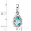 14K White Gold Pure Serenity Lab Grown Diamond Pear Created Paraiba Pendant