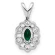 14K White Gold Lab Grown Diamond and Created Emerald Pendant