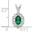 14K White Gold Lab Grown Diamond and Created Emerald Pendant