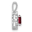14K White Gold Lab Grown Diamond and Lab Created Ruby Pendant