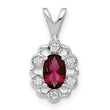 14K White Gold Lab Grown Diamond and Lab Created Ruby Pendant