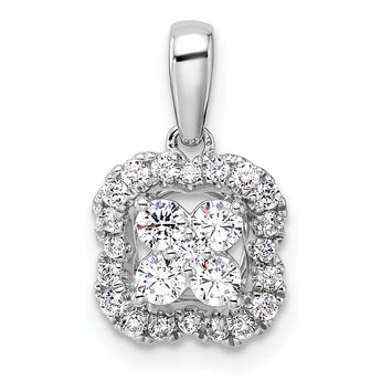 14K White Gold Lab Grown Diamond Square Halo Pendant