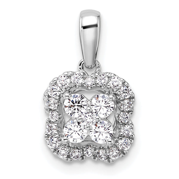 14K White Gold Lab Grown Diamond Square Halo Pendant