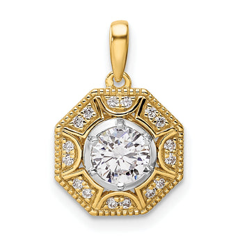 14K Two-Tone Lab Grown Diamond Geometric Halo Pendant