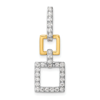 14K Two-Tone Lab Grown Diamond Squares Dangle Pendant