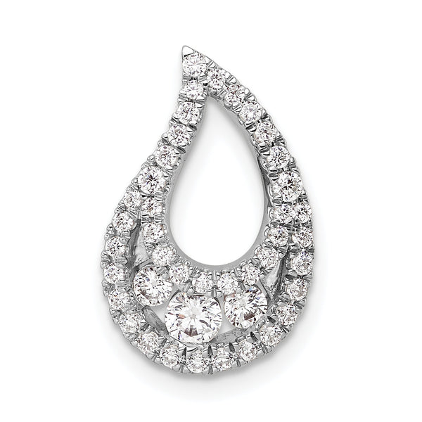 14K White Gold Lab Grown Diamond Teardrop Cluster Chain Slide