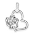 14K White Gold Lab Grown Diamond Heart and Flower Pendant