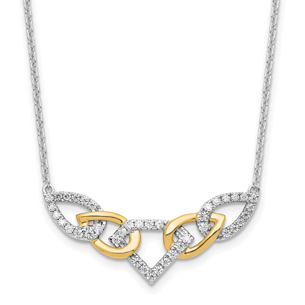 14K Two-Tone Lab Grown Diamond Linked Teardrop Necklace