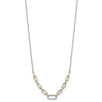 14K Two-Tone Lab Grown Diamond Fancy Link Necklace