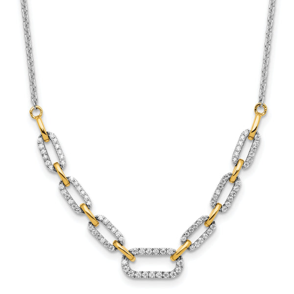 14K Two-Tone Lab Grown Diamond Fancy Link Necklace
