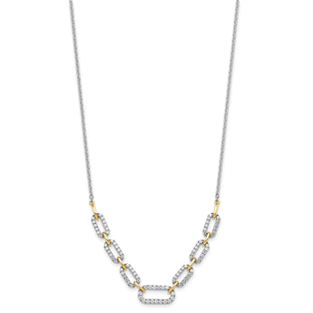 14K Two-Tone Lab Grown Diamond Fancy Link Necklace