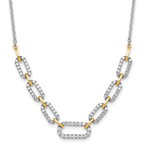 14K Two-Tone Lab Grown Diamond Fancy Link Necklace