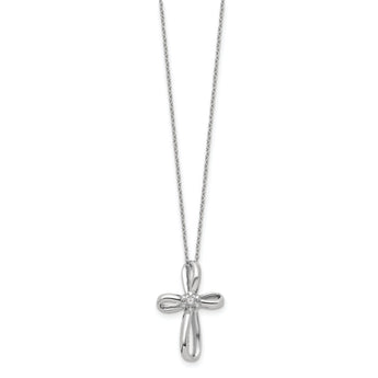 14K White Gold Lab Grown Diamond Cross Necklace