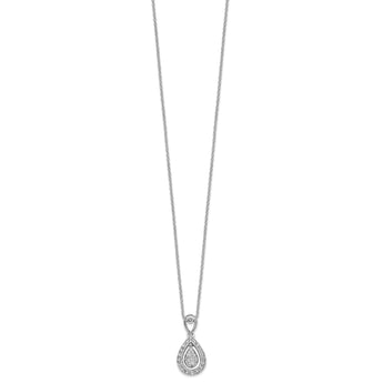 14K White Gold Lab Grown Diamond Teardrop Pendant Necklace
