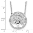14K White Gold Lab Grown Diamond Tree of Life in Circle Necklace