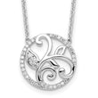 14K White Gold Lab Grown Diamond Floral Circle Necklace
