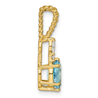14K Polished Diamond and Blue Topaz Twisted Chain Slide - Birthstone Company