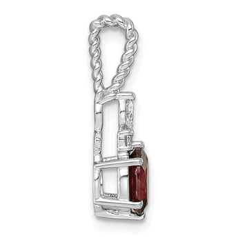 14K White Gold Polished Diamond and Garnet Twisted Chain Slide - Birthstone Company