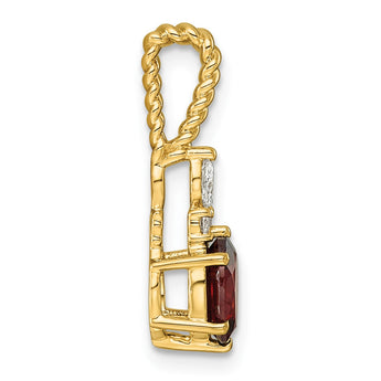 14K Polished Diamond and Garnet Twisted Chain Slide - Birthstone Company