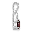 14K White Gold Polished Diamond and Rhodolite Garnet Twisted Chain Slide - Birthstone Company