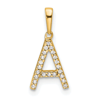 10K Diamond Letter A Initial Pendant