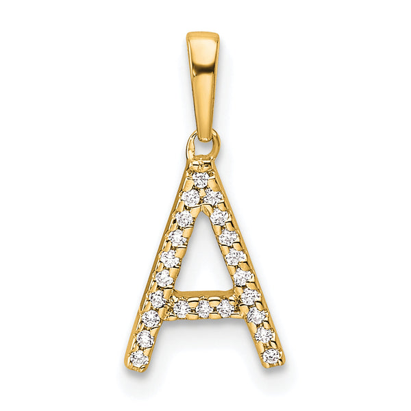 10K Diamond Letter A Initial Pendant