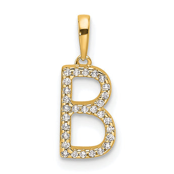 10K Diamond Letter B Initial Pendant