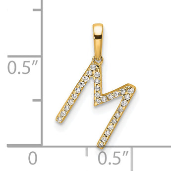 10K Diamond Letter M Initial Pendant