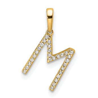 10K Diamond Letter M Initial Pendant