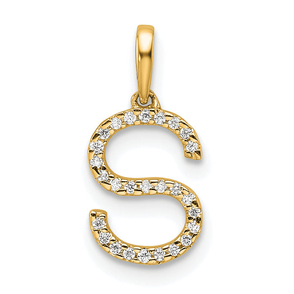 10K Diamond Letter S Initial Pendant