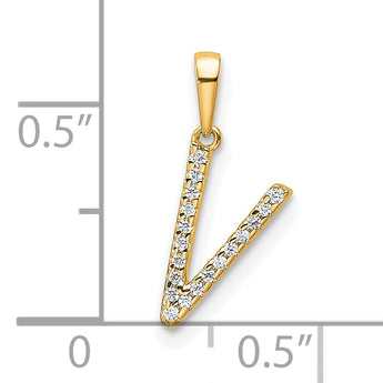 10K Diamond Letter V Initial Pendant