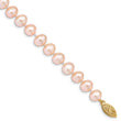 14k 7-8mm Pink Near Round Freshwater Cultured Pearl Bracelet