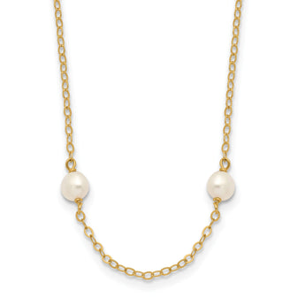 14k 4-5mm White Near-Round Freshwater Cultured Pearl 8-Station 16 inch Necklace - Birthstone Company