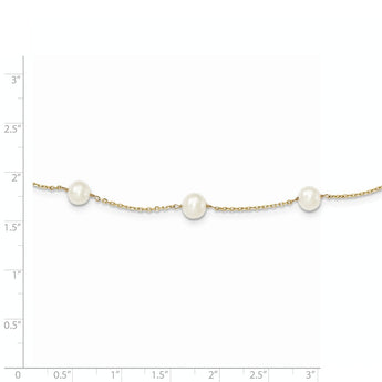 14K Gold Freshwater Pearl Necklace with Elegant White Cultured Pearls