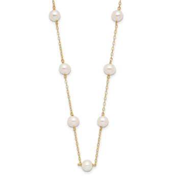 14K 5.5-6.5mm White Near Round Freshwater Cultured Pearl 12-station 18 inch Necklace - Birthstone Company