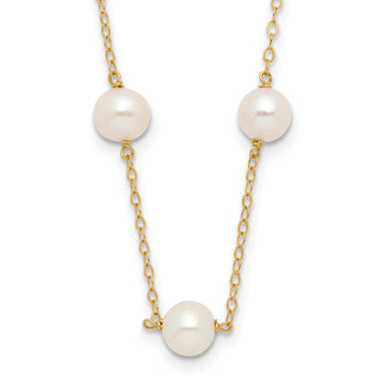 14K 5.5-6.5mm White Near Round Freshwater Cultured Pearl 12-station 18 inch Necklace - Birthstone Company