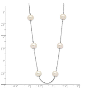 14K White Gold Freshwater Pearl Necklace with Rhodium Finish