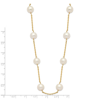 14K Gold Freshwater Pearl Necklace with Elegant 14-Station Design - Birthstone Company