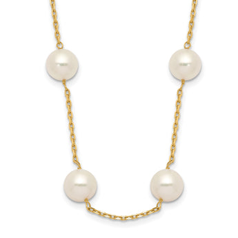 14K Gold Freshwater Pearl Necklace with Elegant 14-Station Design - Birthstone Company