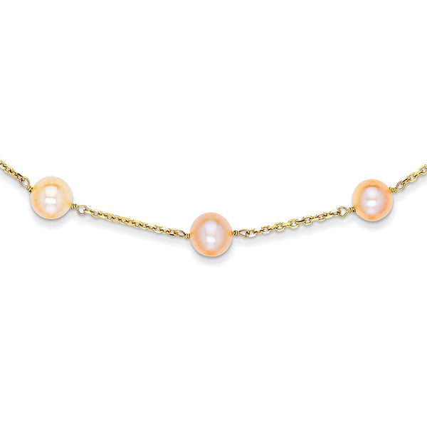 14K Gold Freshwater Pearl Necklace with Elegant Cream Hue