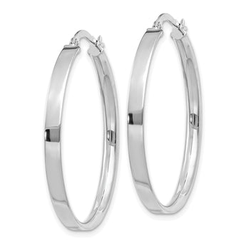 14K White Gold 3mm XL Hoop Earrings