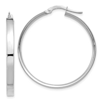 14K White Gold 3mm XL Hoop Earrings