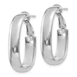 14k 5.75mm White Gold Oval Omega Back Hoop Earrings